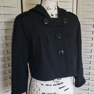 Millard  Fillmore Wool Blend Women's Black Cropped Hoodie  Jacket Size L